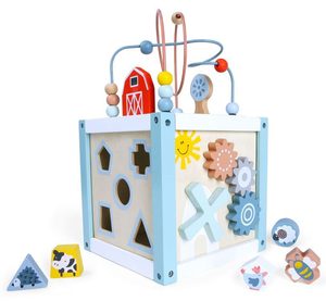 Homelux Sorter educațional de zaruri din lemn cu blocuri de construcție