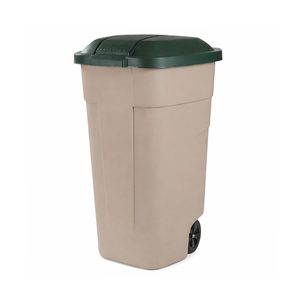 Curver Coș de gunoi din plastic pentru exterior, 110 l, bej-verde