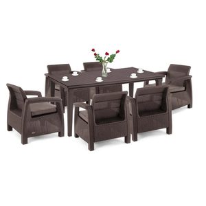 Curver Set de mobilier de grădină Corfu Big Duo cu masă Futura maro