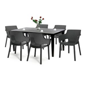 Curver Set mobilier de grădină Fueva 6+1, grafit