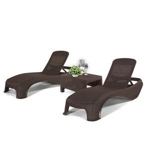 Curver Set șezlonguri de grădină Atlantic duo Corfu cu masă maro