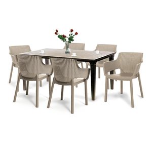 Curver Set mobilier de grădină Fueva 6+1, culoare cappuccino
