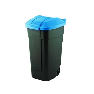 Curver Coș de gunoi selectiv cu roți, negru/albastru, 110 L