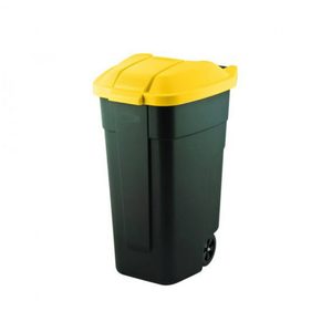 Curver Coș de gunoi selectiv cu roți, negru/galben, 110 L