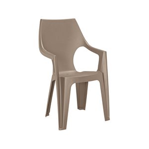 Curver Scaun de grădină Dante din plastic cu spătar înalt și cotiere cappuccino