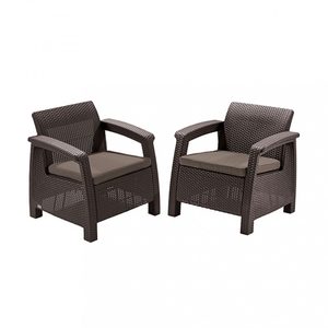 Curver Set fotolii Corfu duo, maro, cu perne taupe calde