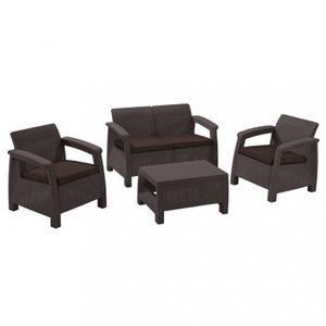 Curver Set de mobilier de grădină Corfu, culoare maro, cu perne taupe calde