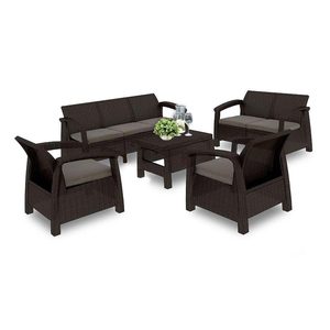 Curver Set de mobilier de grădină Corfu max set, culoare maro, cu perne taupe calde