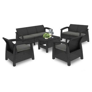 Curver Set de mobilier de grădină Corfu max set, culoare grafit, cu perne gri deschis