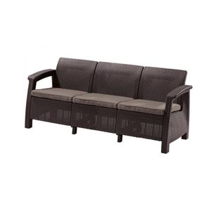 Curver Canapea extensibilă Corfu Max, maro cu perne taupe calde
