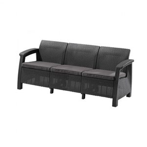 Curver Canapea Corfu love seat max, culoare grafit, cu pernă gri deschis