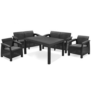 Curver Set de mobilier de grădină Corfu Fiesta, culoare grafit, cu perne gri deschis