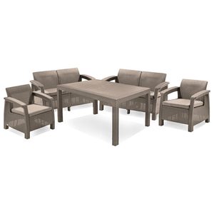 Curver Set de mobilier de grădină Corfu Fiesta, culoare cappuccino, cu pernă nisip