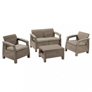 Curver Set mobilier de grădină Corfu, culoare cappuccino, cu pernă nisip