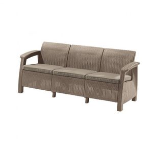 Curver Canapea Corfu love seat max, culoare cappuccino, cu pernă nisip