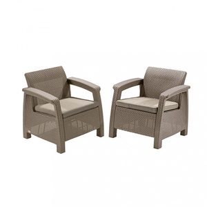 Curver Set fotolii Corfu duo, culoare cappuccino, cu pernă nisip