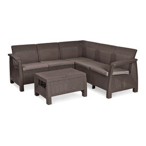 Curver Set de mobilier de grădină Corfu Relax, maro, cu perne taupe calde