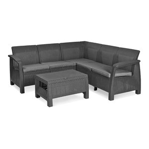 Curver Set de mobilier de grădină Corfu Relax, culoare grafit, cu perne gri deschis