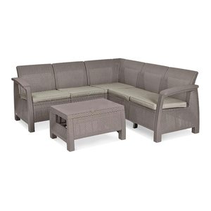 Curver Set de mobilier de grădină Corfu Relax, culoare cappuccino, cu pernă nisip