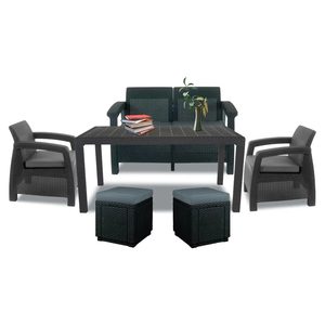 Curver Set de mobilier de grădină Corfu Fiesta duo cub grafit