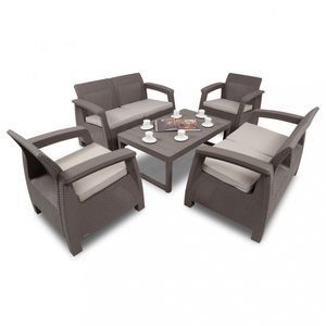 Curver Set de mobilier de grădină Corfu Large II Lyon 6+1 în culoarea cappuccino