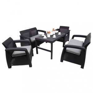 Curver Set de mobilier de grădină Corfu Large Lyon 6+1 în culoarea grafit