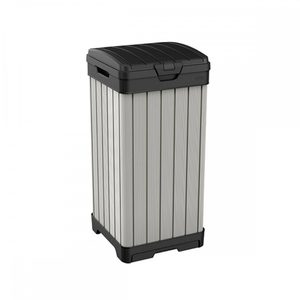 Curver Coș de gunoi exterior din plastic cu aspect de lemn Rockford, maro, 125 l