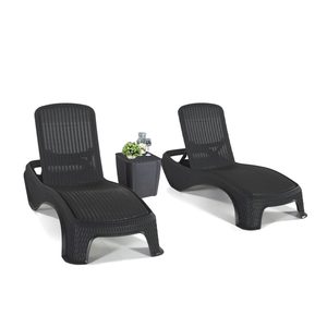Curver Set șezlonguri de grădină Atlantic Duo cu masă Luzon grafit
