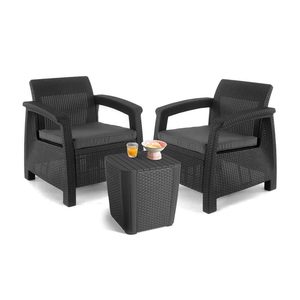 Curver Set de mobilier de grădină Corfu Duo cu masă Luzon, culoare grafit