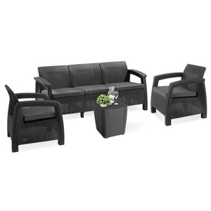 Curver Set de mobilier de grădină Corfu Love duo cu masă Luzon grafit