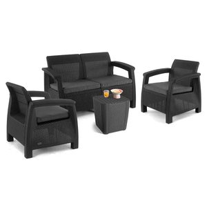 Curver Set de mobilier de grădină Corfu Love Duo cu masă Luzon, culoare grafit