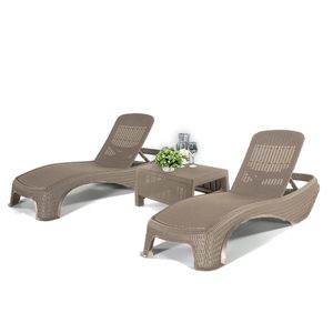 Curver Set șezlonguri de grădină Atlantic duo Corfu cu masă cappuccino