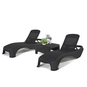 Curver Set șezlonguri de grădină Atlantic duo cu masă Corfu grafit