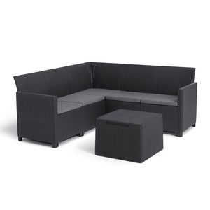 Curver Set de colț de grădină Claire cu 5 locuri și masă cu perne, grafit