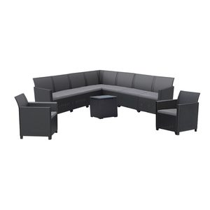 Curver Set de mobilier de grădină Claire IV cu 9 locuri și masă Vigo cu depozitare, grafit