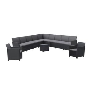 Curver Set de mobilier de grădină Claire IV cu 11 locuri și masă de depozitare Vigo, grafit