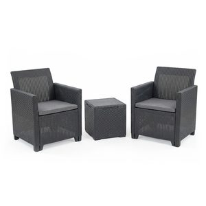Curver Set mobilier de grădină pentru balcon Claire IV cu masă de depozitare Vigo, grafit