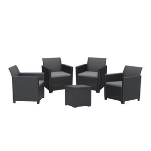 Curver Set de mobilier de grădină Claire V cu 4 locuri și masă Vigo cu depozitare, grafit