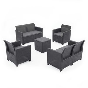 Curver Set de mobilier de grădină Claire IV cu 6 locuri și masă Vigo cu depozitare, grafit
