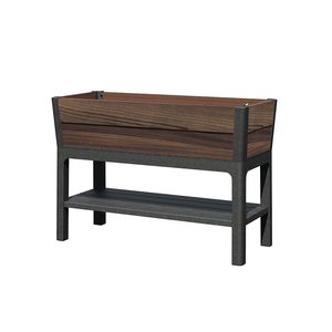Curver Cutie decorativă de grădină din plastic, cu raft inferior, 110 l, lemn de nuc