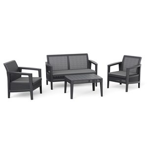 Curver Atlas linea set de mobilier de grădină din plastic cu pernă grafit-gri