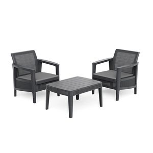 Curver Atlas linea set balcon din plastic cu pernă gri grafit