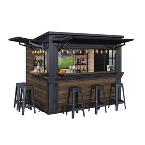 Curver Bar de grădină din plastic Deco, căsuță de grădină din lemn de nuc