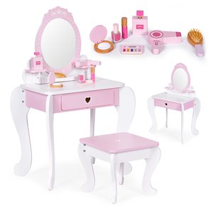 Homelux Masă de toaletă pentru copii cu oglindă, scaun și 7 accesorii