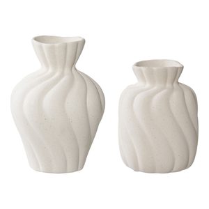 House Nordic Vază, ceramică, alb, 2pcs