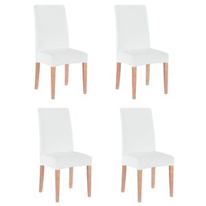 Set 4 huse universale pentru scaun, marime universala, poliester si spandex, 45 x 60 cm, alb