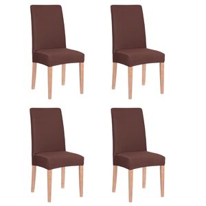 Set 4 huse universale pentru scaun, marime universala, poliester si spandex, 45 x 60 cm, maro
