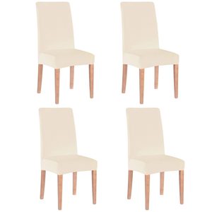 Set 4 huse universale pentru scaun, marime universala, poliester si spandex, 45 x 60 cm, bej