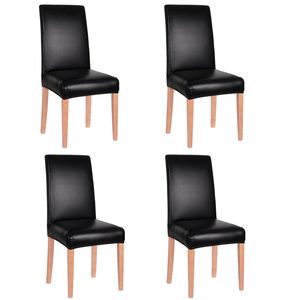Set 4 huse universale pentru scaun, marime universala, poliester si spandex, 45 x 60 cm, imiatie piele negru