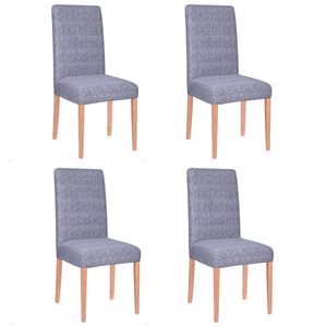 Set 4 huse universale pentru scaun, marime universala, poliester si spandex, 45 cm x 60 cm, carouri, gri inchis
